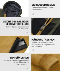 JACKETOWN Men's Thickened Hoodie Winter Warm Fleece Jacket